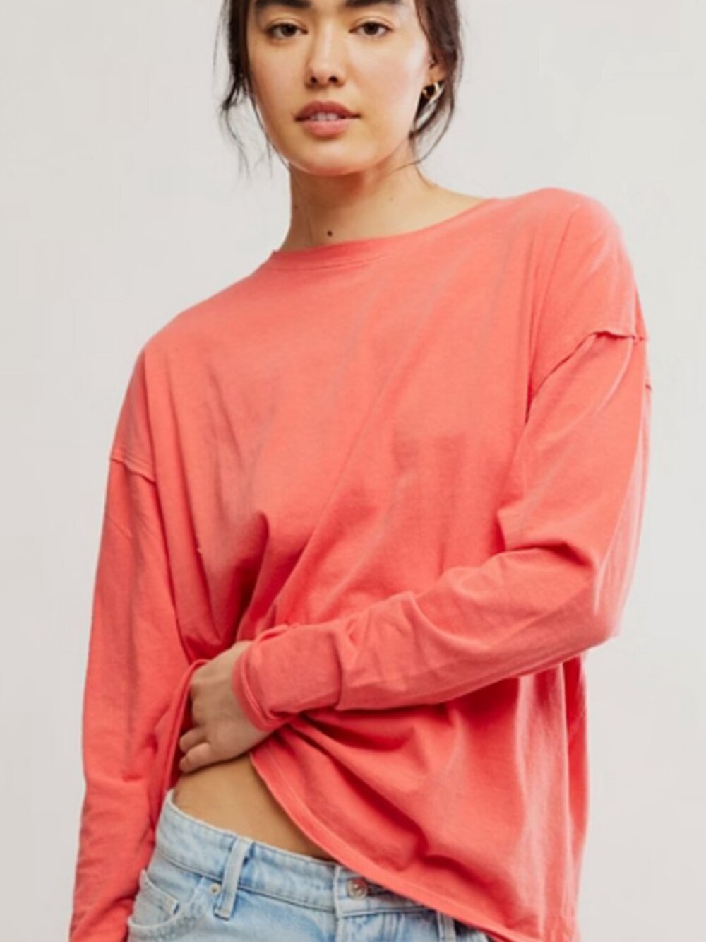 NWT Free People Nina Long Sleeve T Shirt in Rose Sienna